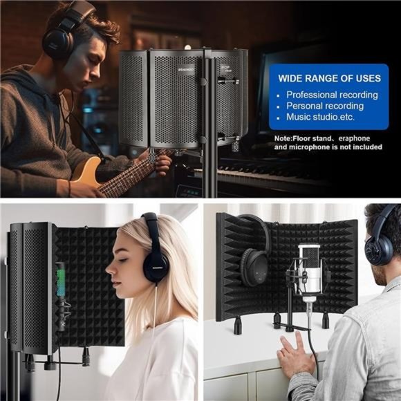 Studio Recording Microphone IsolationShield,Pop Filter.Highdensity absorbentfoam - Picture 6 of 6